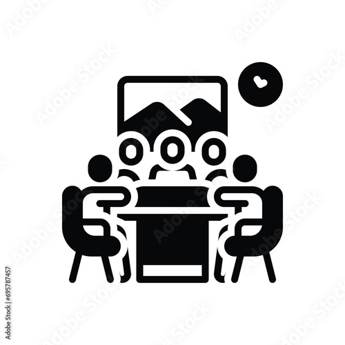 Black solid icon for meeting 