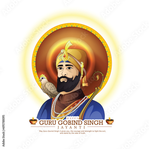 abstract vector illustration of God Guru Gobind Singh Jayanti celebration