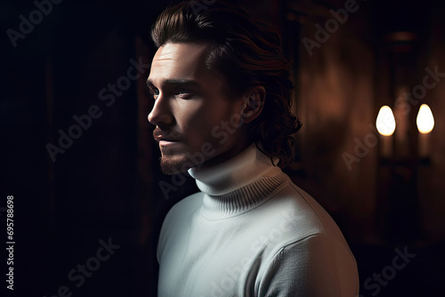 Confident young male model with attractive appearance posing for camera