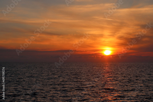 Sunrise on the Black Sea coast in Kobuleti, Georgia.