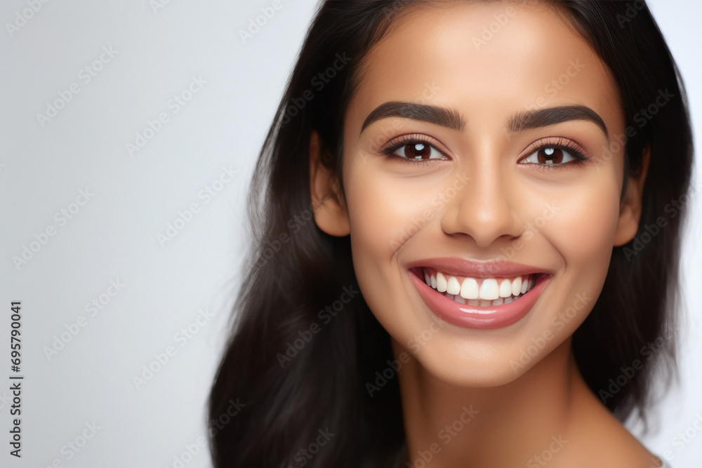 Young and beautiful indian woman smiling on white background. Young and beautiful indian woman smiling on white background.