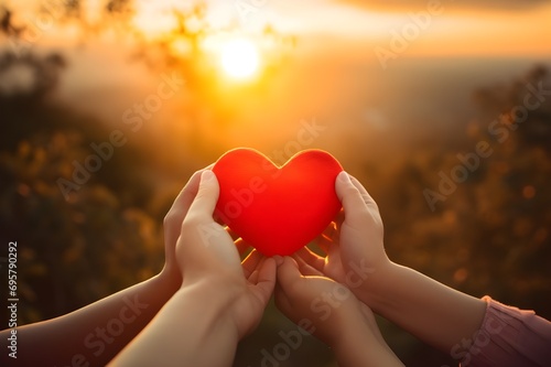  unity  Four hands delicately hold a heart-shaped block  symbolizing collective care on World Health Day.