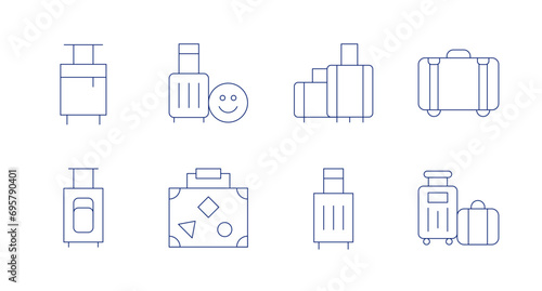 Suitcase icons. Editable stroke. Containing luggage, travel, suitcase, travelling.