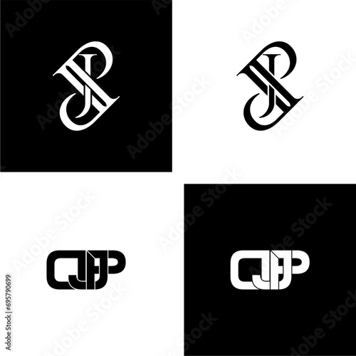 djp lettering initial monogram logo design set photo