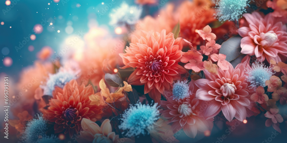 Floral border, assorted garden flowers background, romantic pink backdrop, flat lay, top view Floral border, assorted garden flowers background, romantic pink backdrop, flat lay, top view