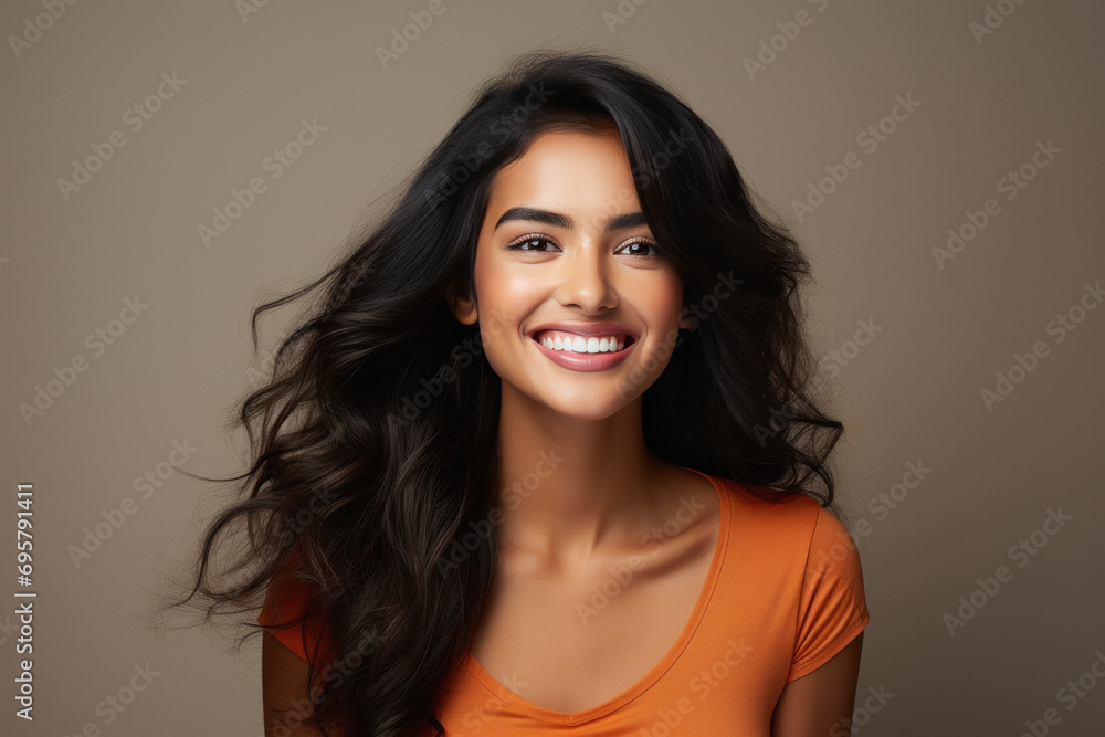 Young and beautiful indian woman smiling on white background. Young and beautiful indian woman smiling on white background.