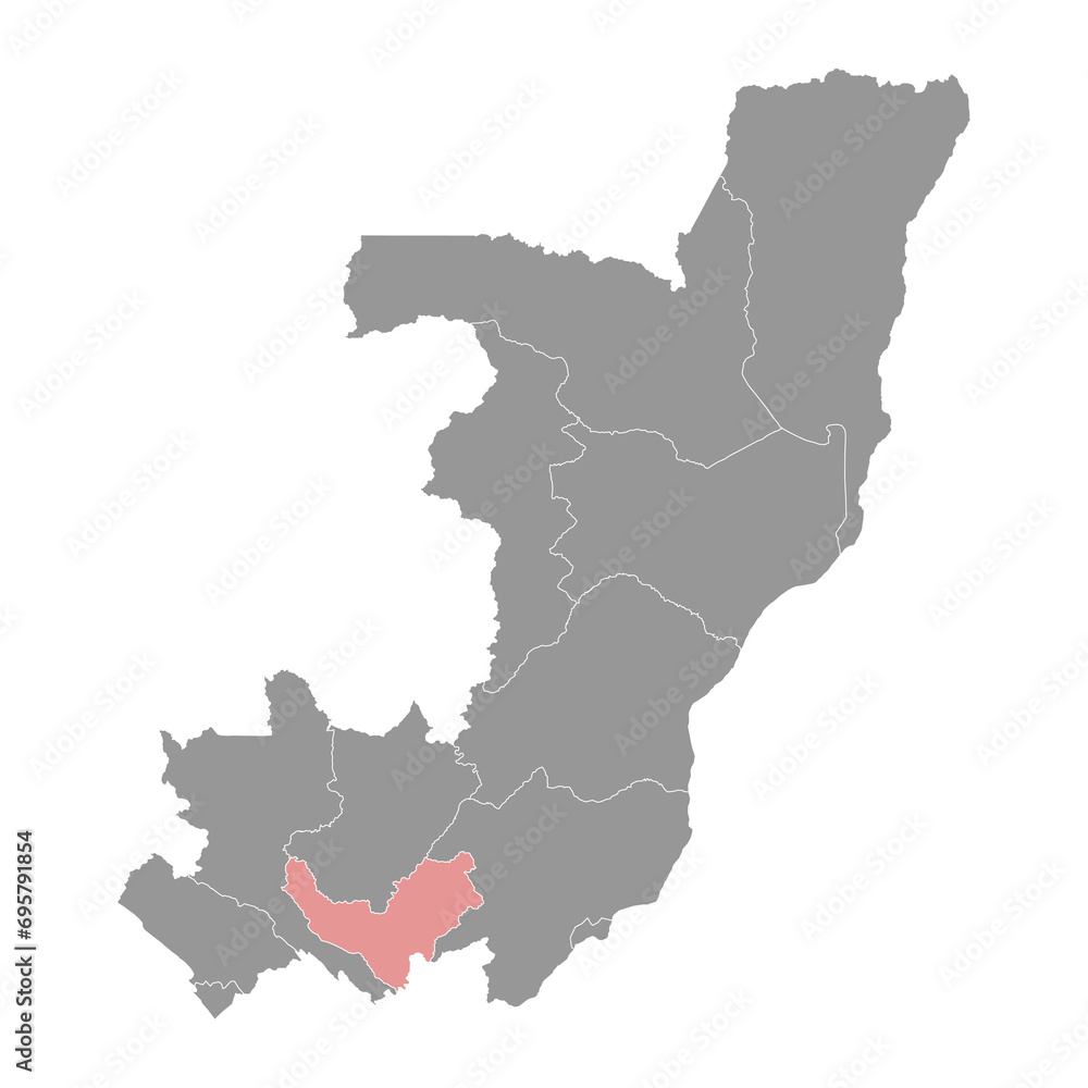 Bouenza map, administrative division of Republic of the Congo. Vector illustration.