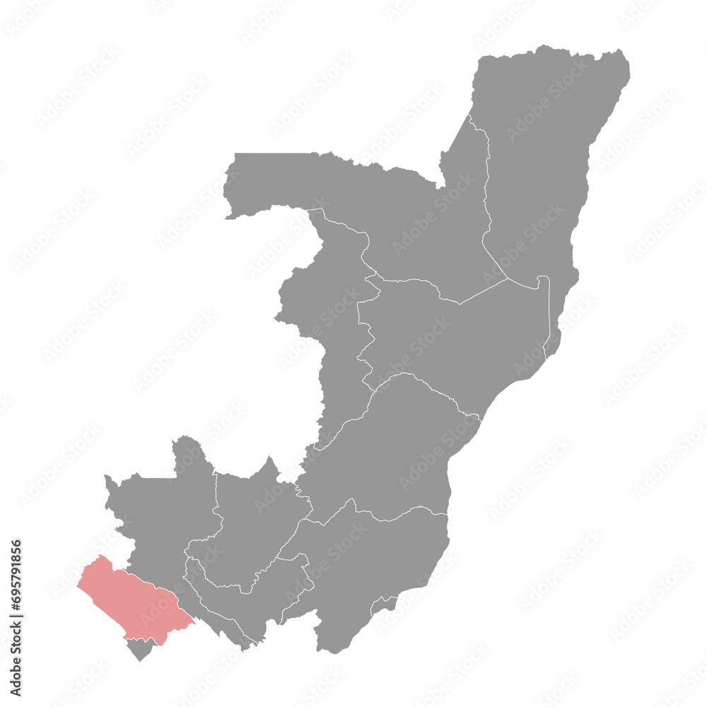 Kouilou department map, administrative division of Republic of the Congo. Vector illustration.