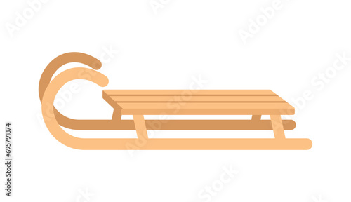 wooden sled. Vector illustration flat