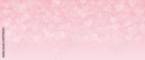 Valentines day vector background. Hearts falling on pink, design for wedding invitation and greeting cards