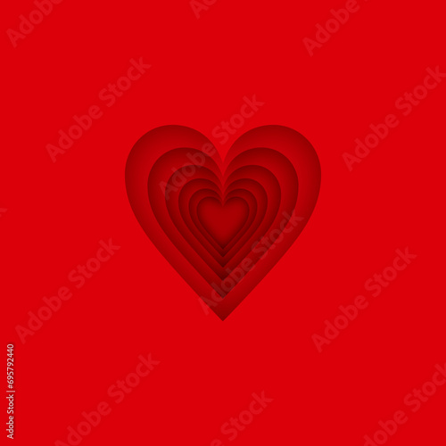 切り抜いたハートマークを重ねたようなベクター素材