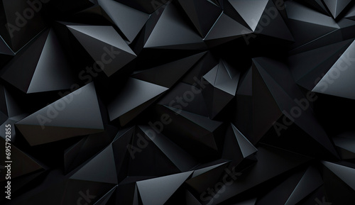 Panoramic black triangles mosaic background futuristic style