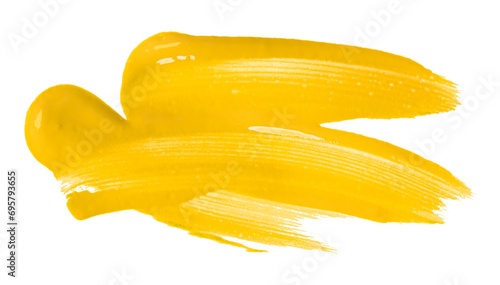 Shiny yellow brush watercolor painting isolated on transparent background. watercolor png