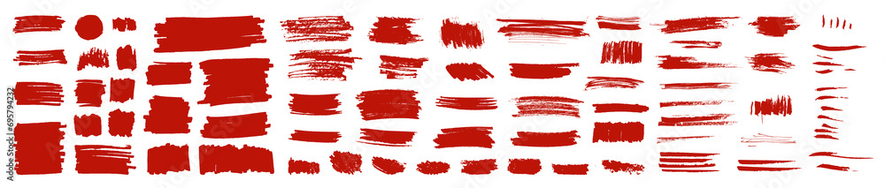 Grungy vector red color brush paint stroke frames. Rough ink blot shape scribble frames . Punk dirty splash brushstroke background textures. High definition trace brush stroke elements. Abstract art - obrazy, fototapety, plakaty 