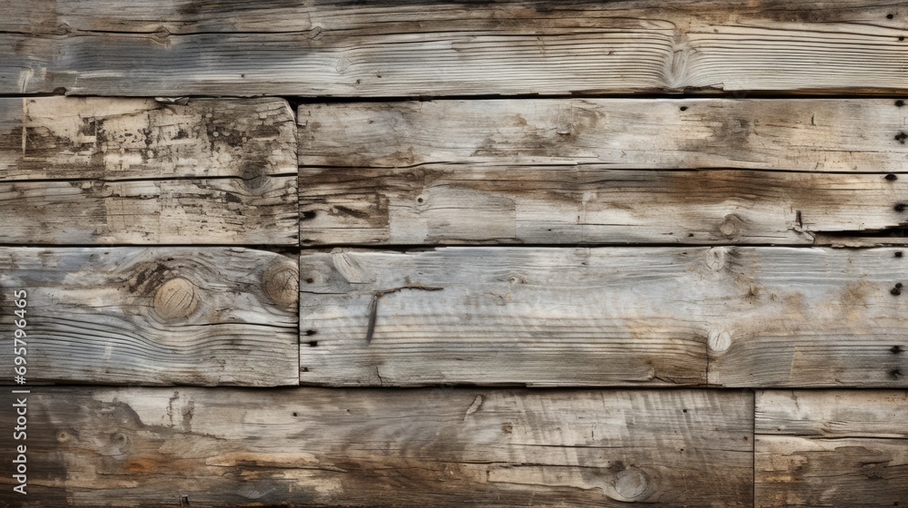 Obraz premium Nature's intricate beauty captured in a rustic outdoor scene, as the rough wooden planks of a weathered wall stand tall and proud