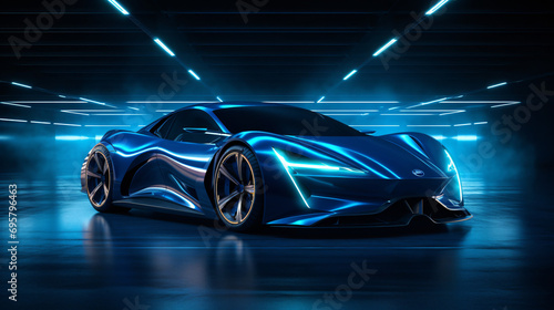Image of a futuristic blue sports car © Little