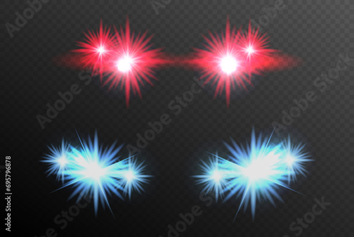 Realistic siren flashing lights. Vector illustration.