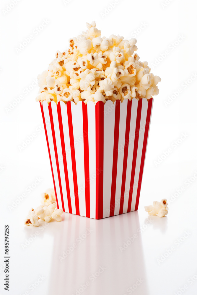 A box of popcorn, isolated on a white background