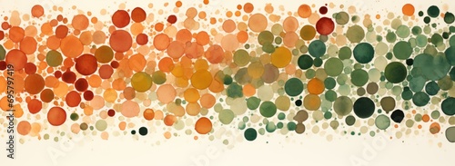 Abstract Stippled irregular watercolor dots in burnt orange and forest green