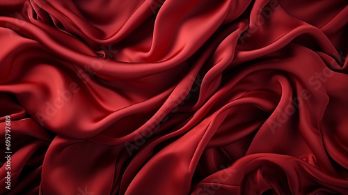 A bold maroon fabric cascades elegantly over a smooth red background, exuding passion and sophistication in its simplistic beauty photo