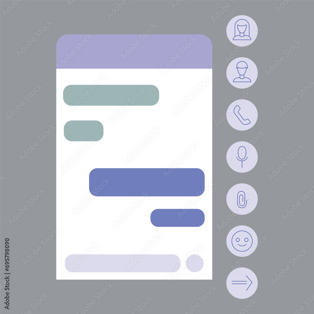 Chatbot or messenger dialog boxes with empty text fields. Flat design for customer support. Chatbot or messenger dialog boxes with empty text fields. Flat design for customer support.