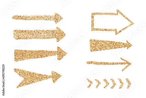 Set of hand draw glitter arrow. Vector illustration.