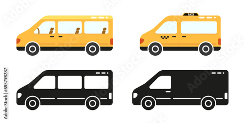 Minibus vector icon in flat style. Delivery van. Transport icon isolated