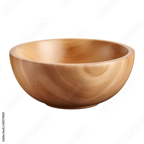 Wooden bowl isolated on transparent background