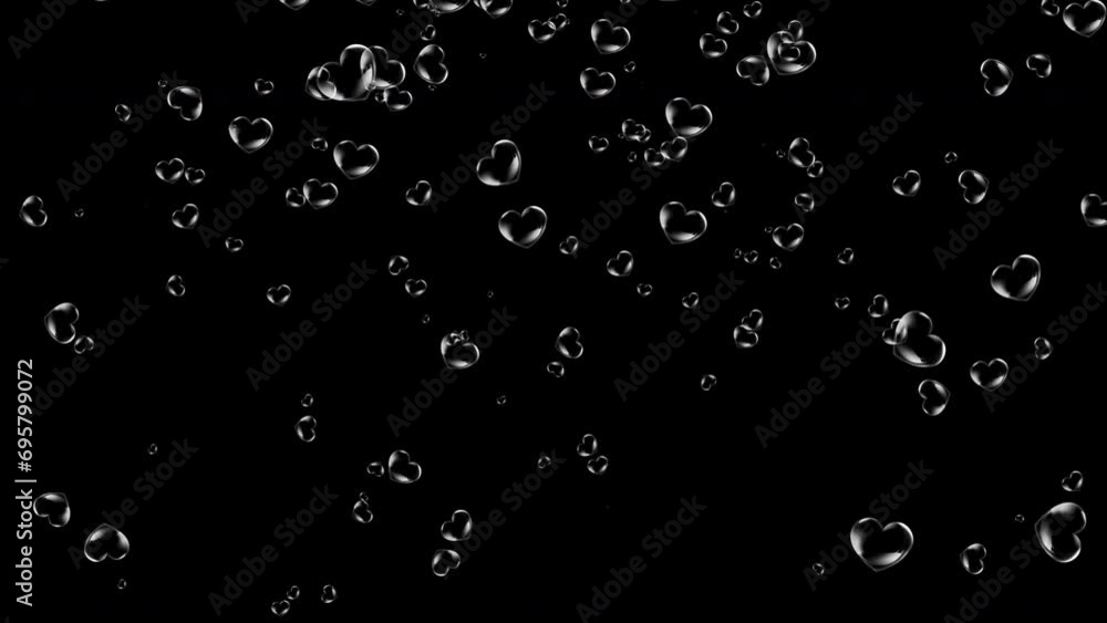 Heart bubbles. Transparent bubbles heart flying. Loop Heart bubbles. Transparent bubbles heart flying. Loop