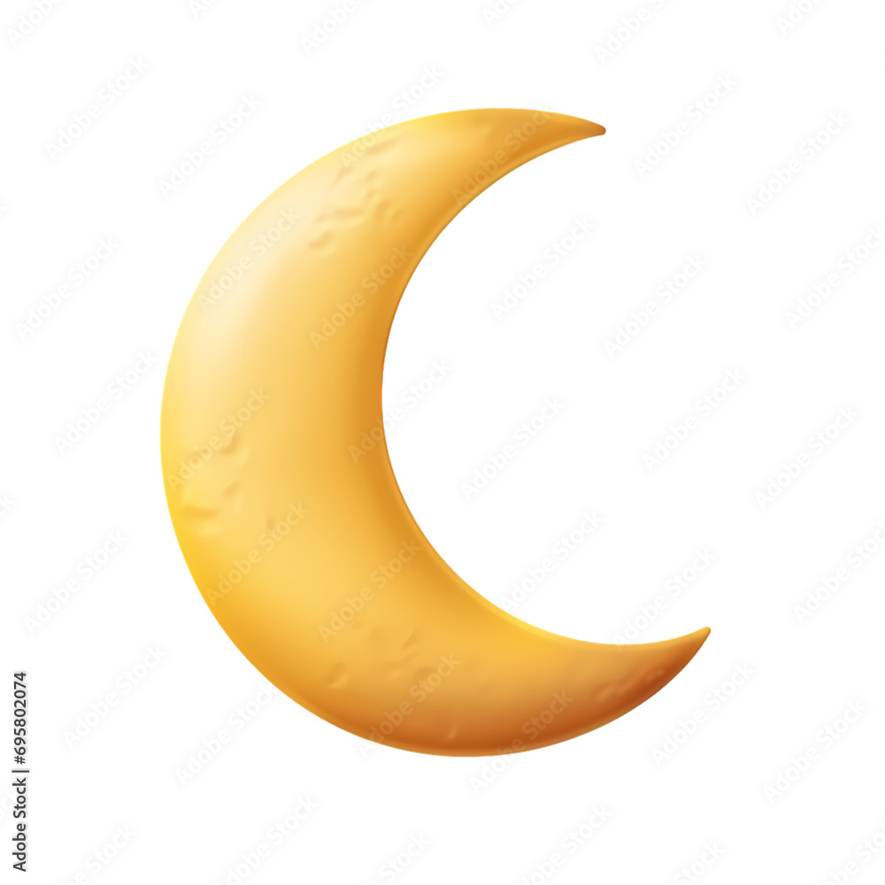 Yellow half moon isolated on transparent background