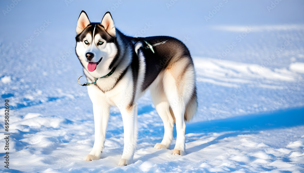 Light husky dog on snow covered ground Light husky dog on snow covered ground