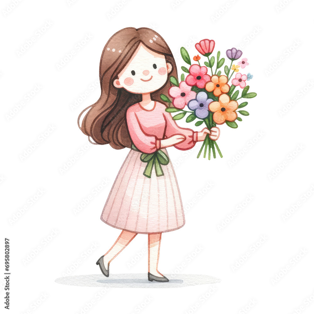 Happy women's day graphic with woman flower, Mother's Day, Valentine's Day and other holiday