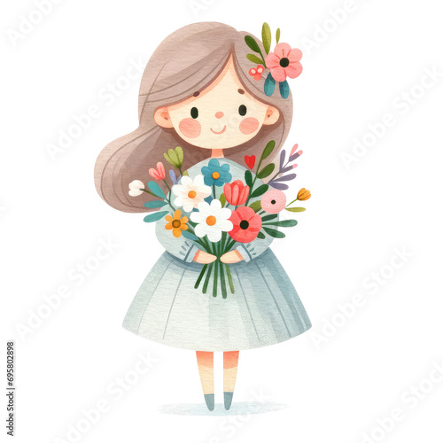 Happy women s day graphic with woman flower  Mother s Day  Valentine s Day and other holiday