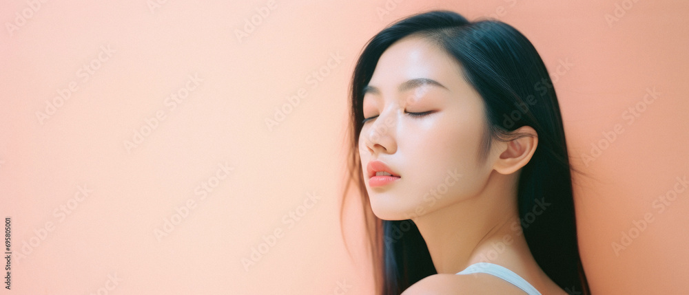 Portrait of beautiful asian woman face with skin care concept . Portrait of beautiful asian woman face with skin care concept .