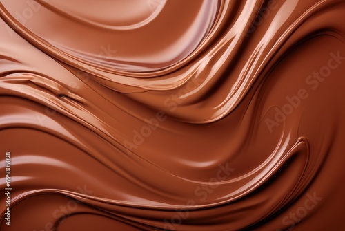 melted chocolate background. Flat lay, top view. Copy space.