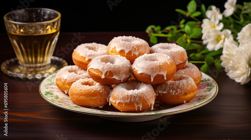 Donuts in a plate on the table
