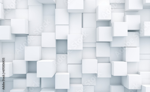Random shifted white cube boxes block background wallpaper banner