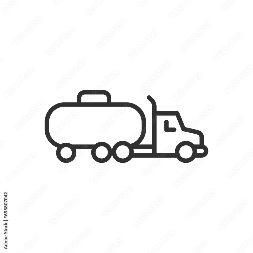 A truck with a tanker, linear icon. Line with editable stroke A truck with a tanker, linear icon. Line with editable stroke