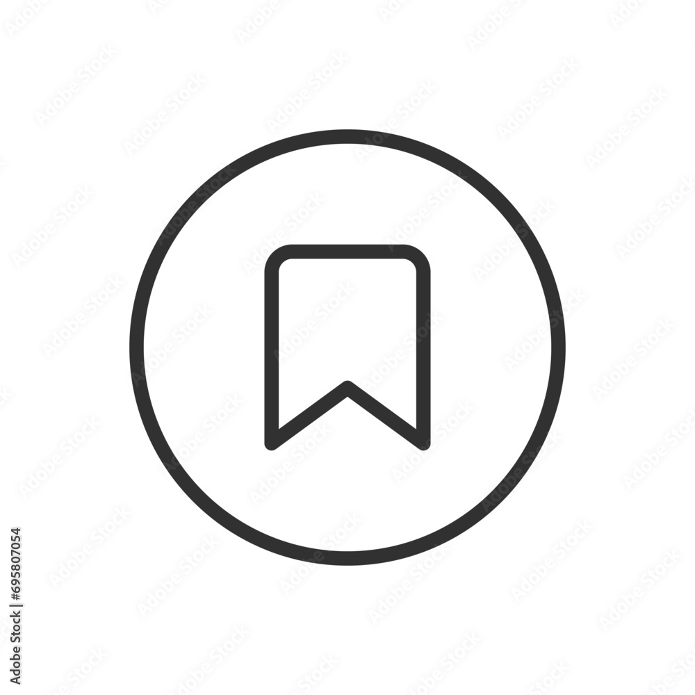 Bookmark in round, linear icon. Line with editable stroke Bookmark in round, linear icon. Line with editable stroke