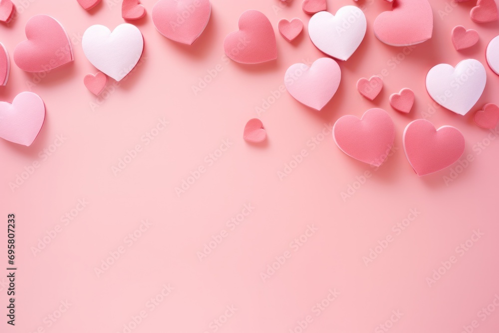 Pink background with heart shapes for Valentine's Day. Love and affection.
