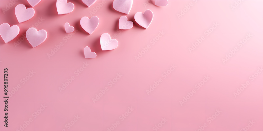   lots of pink hearts  tasty fresh cookies  hearts pink background. AI Generative.