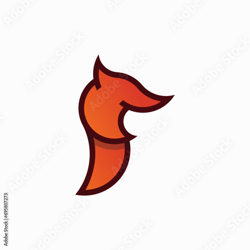 F Fox letter logo modern and minimalist style