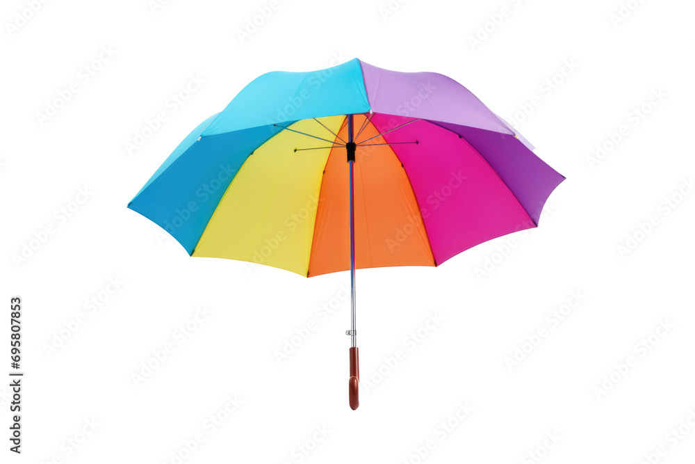 Colorful umbrella on isolated transparent background.