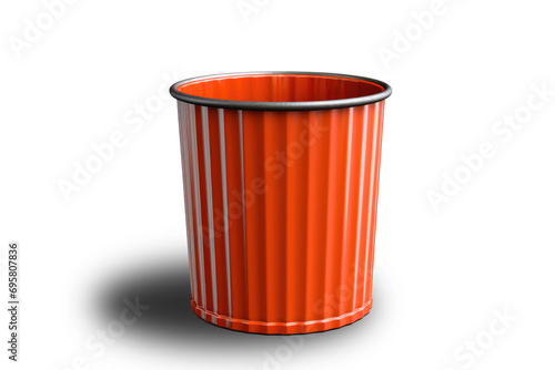 Brown trash can on isolated transparent background.