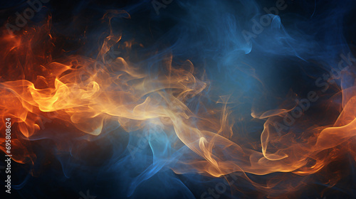 Winter and fire mystery smoke background