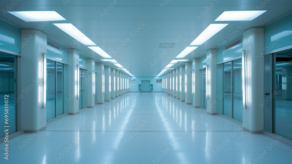 Empty Long Corridor In Biomedical Research Center