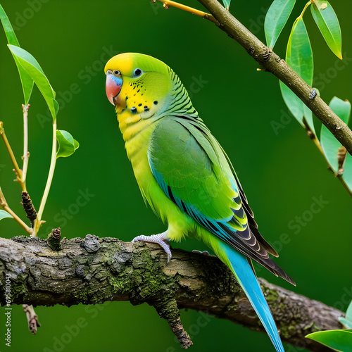 Parakeet perching on a tree branch