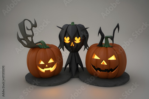 halloween elements 3d animation style