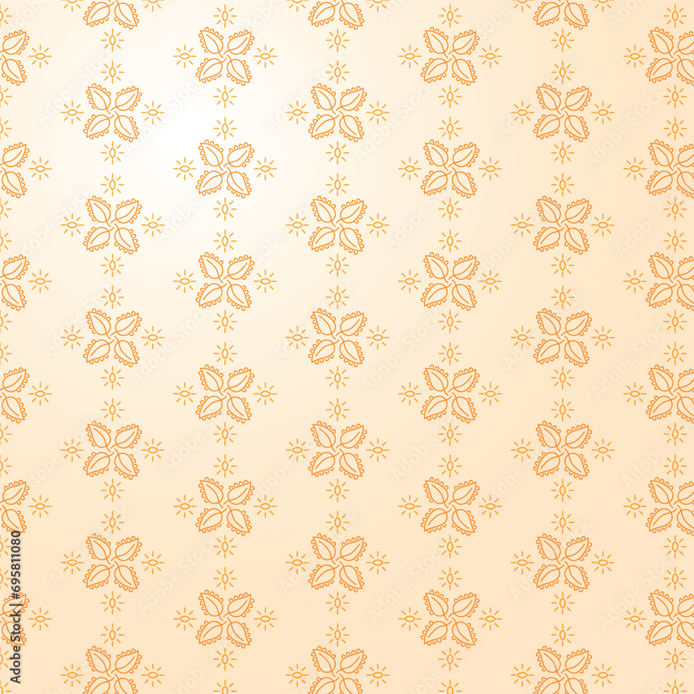 Indian Golden Geometric Seamless Pattern with Flowers Indian Golden Geometric Seamless Pattern with Flowers