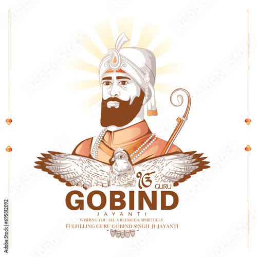 abstract vector illustration of God Guru Gobind Singh Jayanti celebration